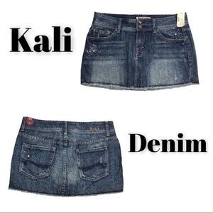 NWT Kali Denim, Rhinestone Embellished Mini Skirt